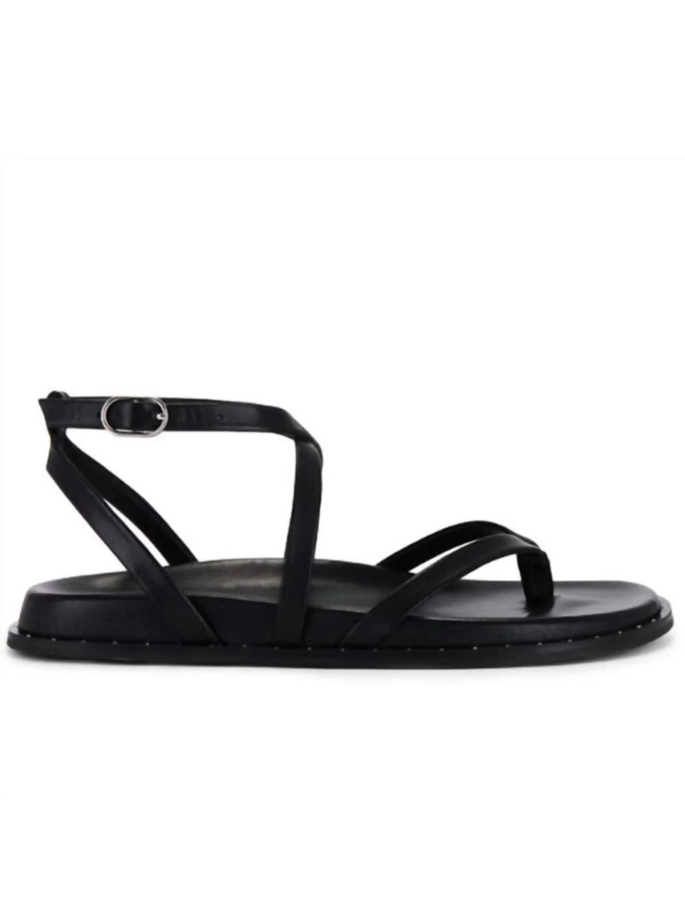 PAIGE Black Strappy Leather Flat Sandals NEW! Size 8.5 - Picture 2 of 9